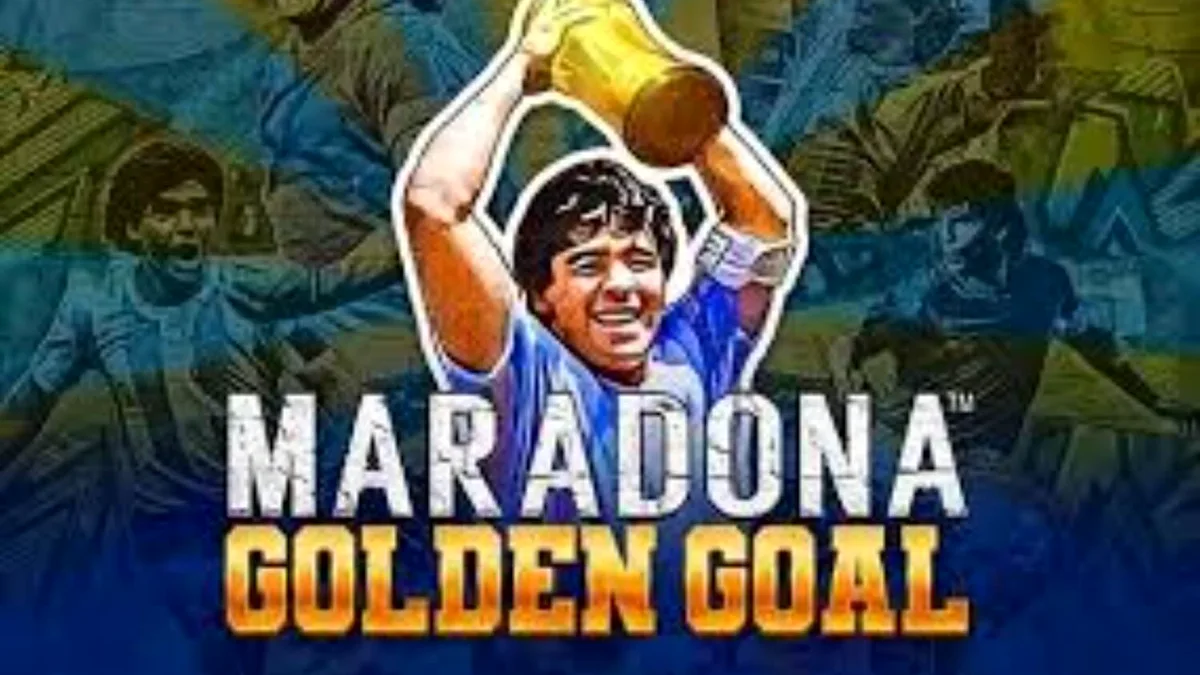 Slot Maradona Golden Goal com tema de futebol e ícone lendário
