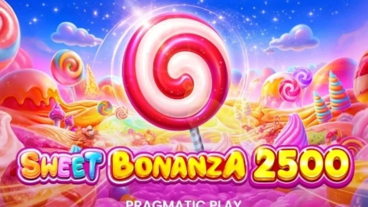 Interface colorida e vibrante do jogo Sweet Bonanza 2500 com doces e frutas.